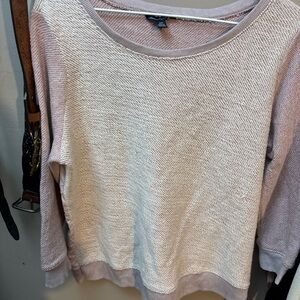 American Eagle Outfitters Cream and Gray Knit Top